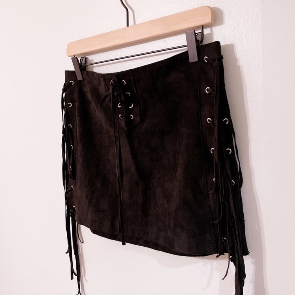 Bebe Faux Suede Tie Mini Skirt  •Size 6•